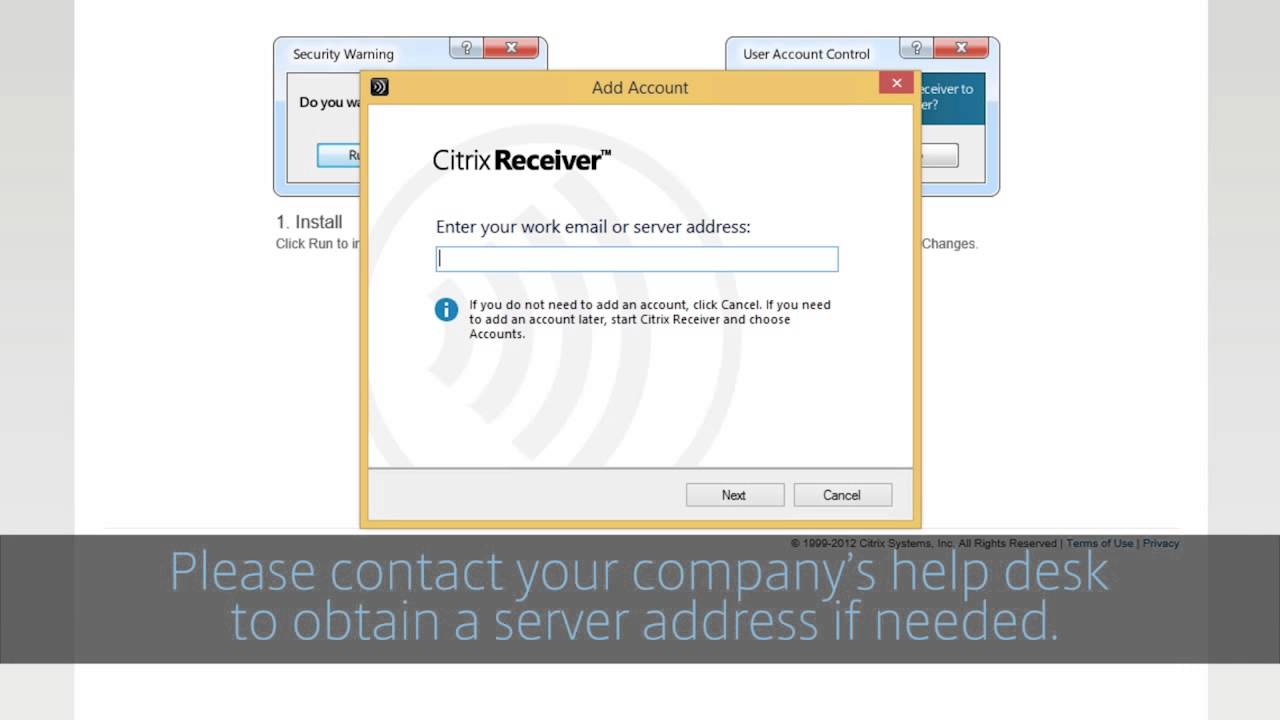 citrix receiver app opens windows login screen server 2012